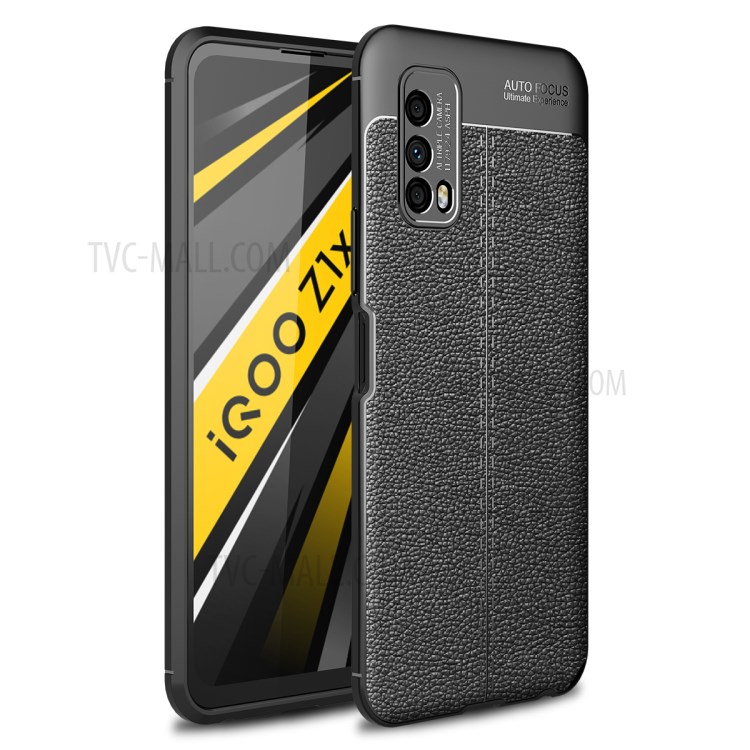 Litchi Grain Soft TPU Back Cover for vivo Z1x - Black-1