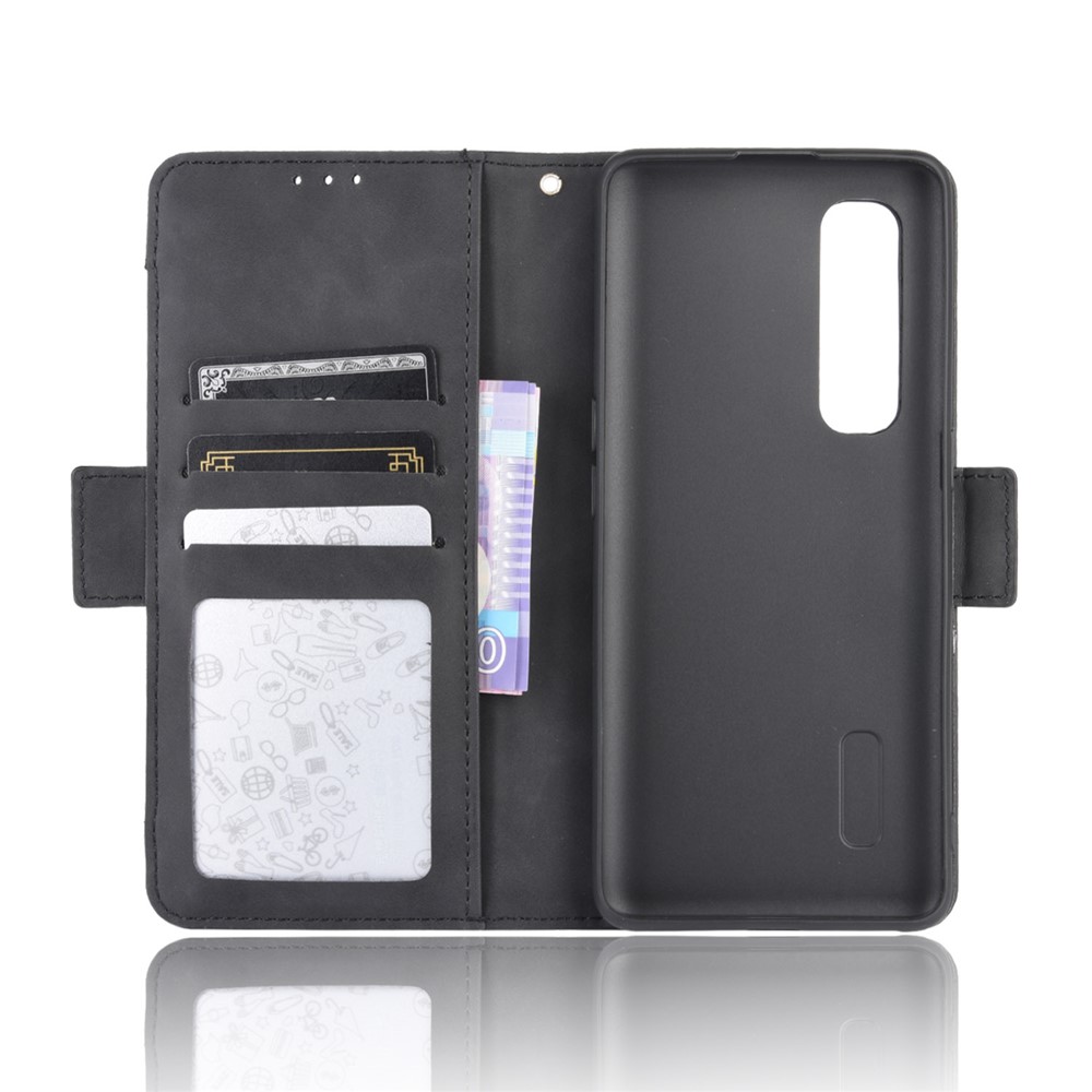 Wallet Stand Flip Leather Phone Cover for Oppo Find X2 Pro - Black-5
