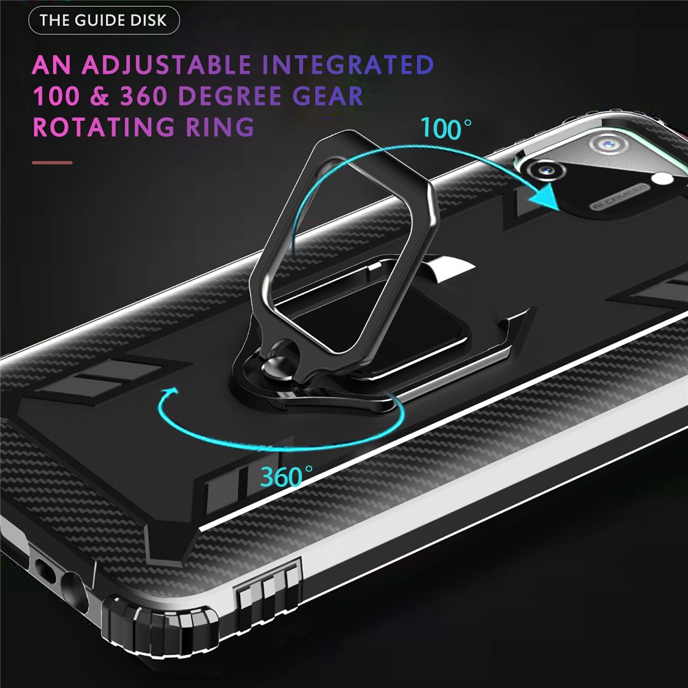 TPU Cubierta Protectora Del Teléfono Soltar La Prueba Dedo Anular Pie De Apoyo Para El C11 Realme - Negro-6