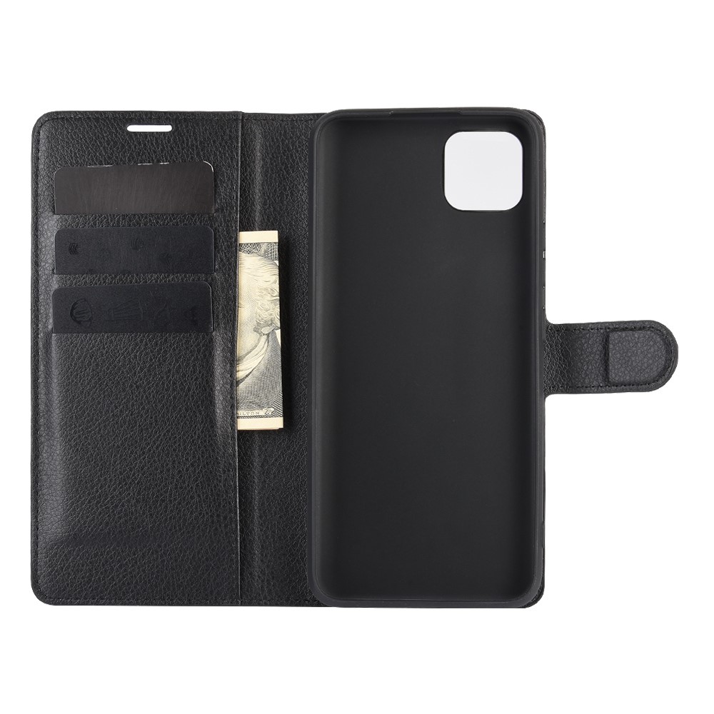 Litchi Texture Wallet Stand Leather Protective Cover for Realme C11 - Black-3