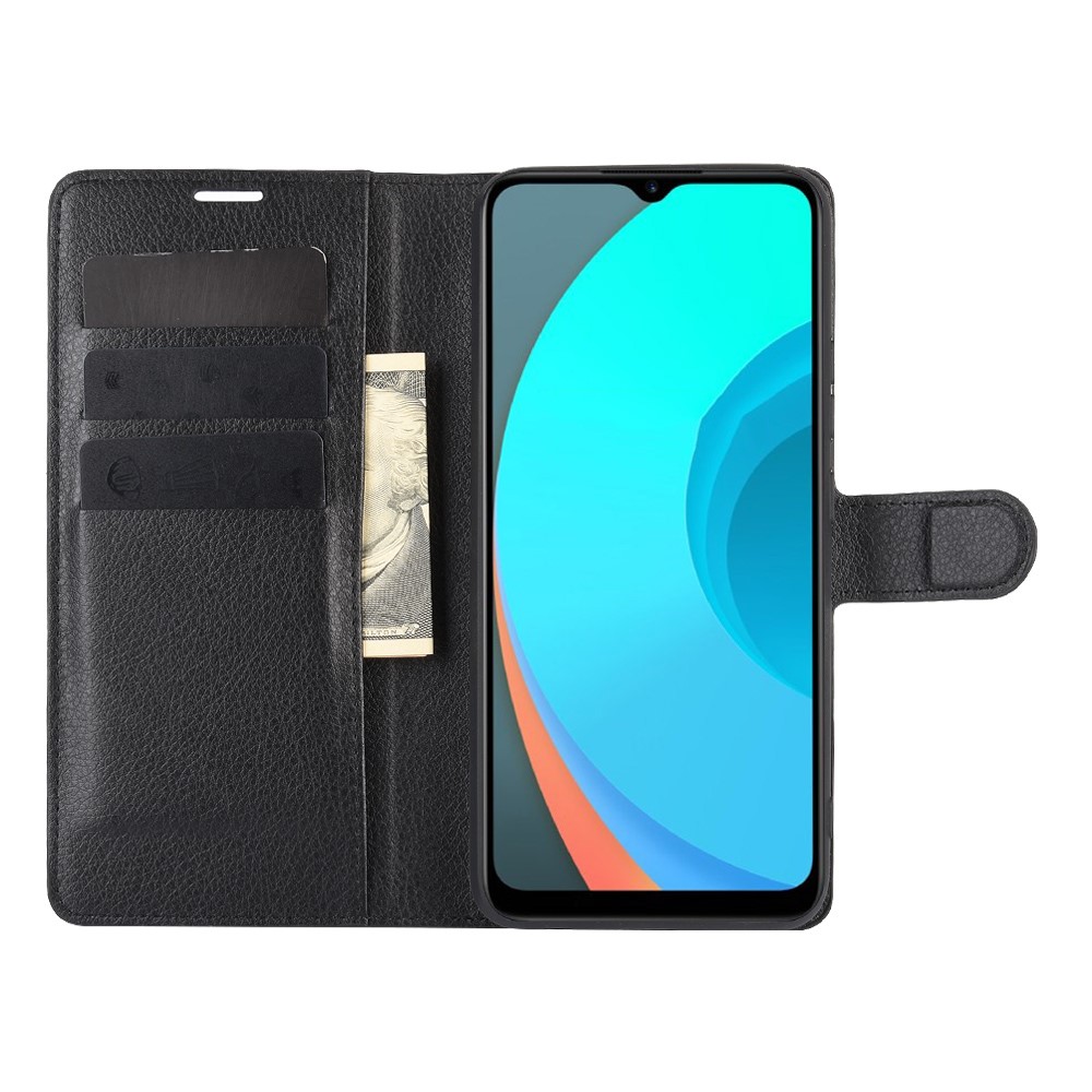 Litchi Texture Wallet Stand Leather Protective Cover for Realme C11 - Black-4