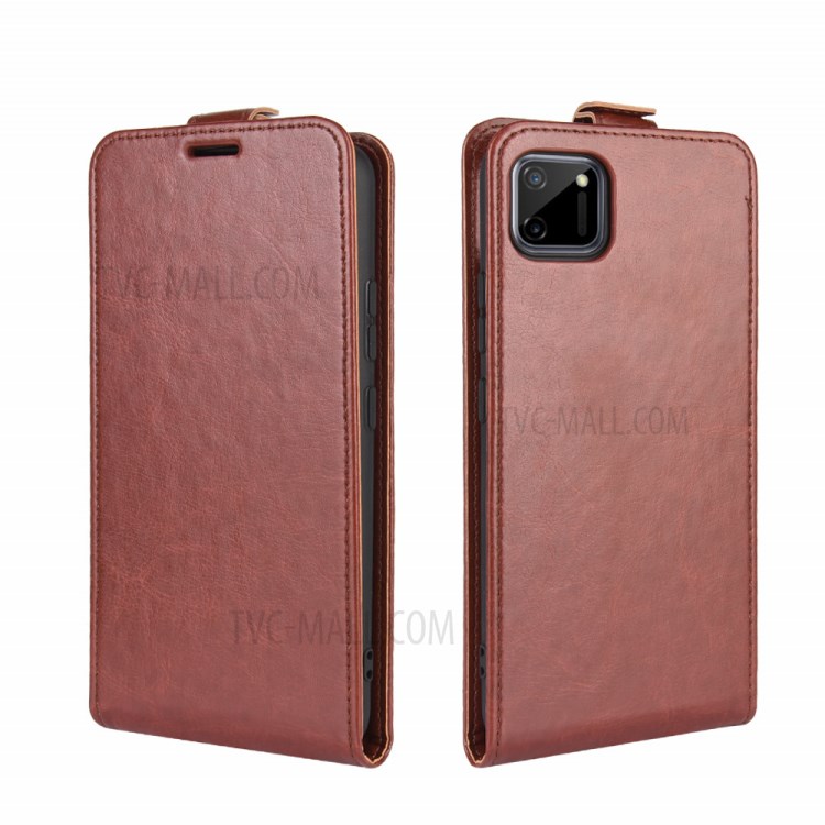 Crazy Horse Vertical Flip Leather Phone Shell for Realme C11 - Brown-2