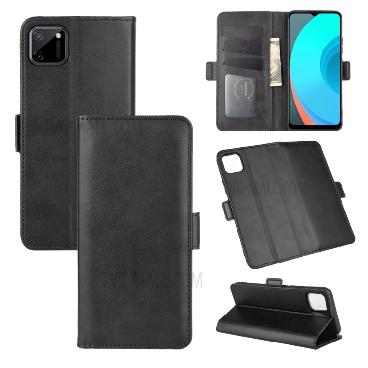 Magnet Closure Leather Cell Phone Cover for Realme C11 - Black-1