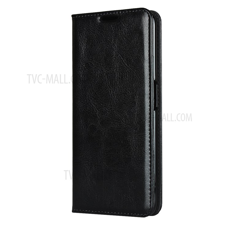 Crazy Horse Texture Genuine Leather Wallet Case with Stand for OPPO A5 (2020) - Black-2