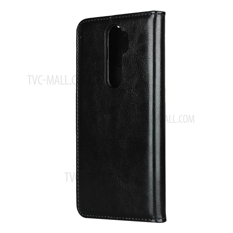 Crazy Horse Texture Genuine Leather Wallet Case with Stand for OPPO A5 (2020) - Black-3