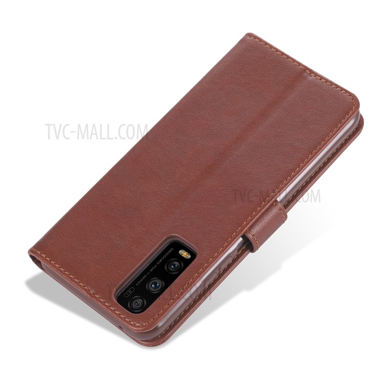 AZNS Phone Shell Leather Stand Cover Shell for Vivo Y70s / V200A / Y51s - Brown-5