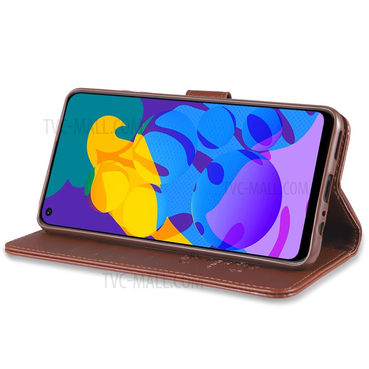 AZNS Phone Shell Leather Stand Cover Shell for Vivo Y70s / V200A / Y51s - Brown-6