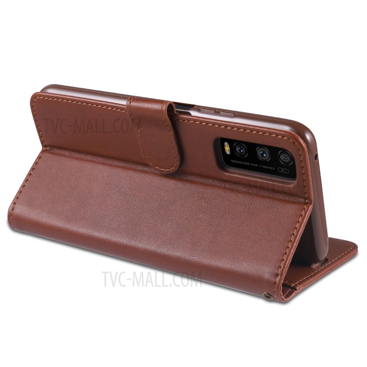 AZNS Phone Shell Leather Stand Cover Shell for Vivo Y70s / V200A / Y51s - Brown-7