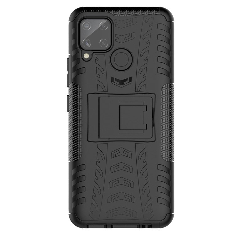 Cool Tyre PC + TPU Hybrid Shell with Kickstand Cover for Realme C15/C11 - Black-3
