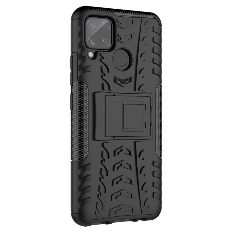 Cool Tyre PC + TPU Hybrid Shell with Kickstand Cover for Realme C15/C11 - Black-5