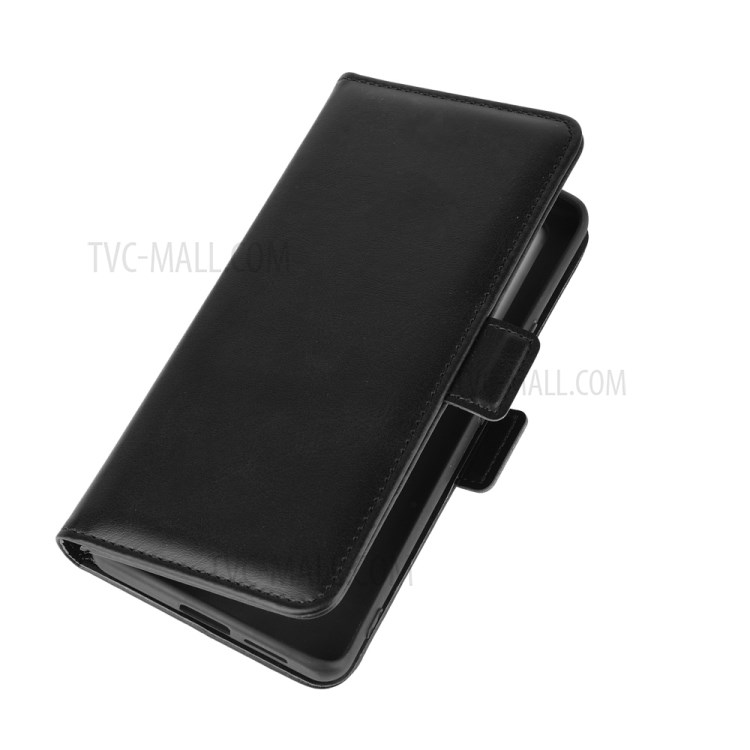 Double Clasp Flip Unique Leather Protective Shell for vivo X50 Pro+ - Black-3