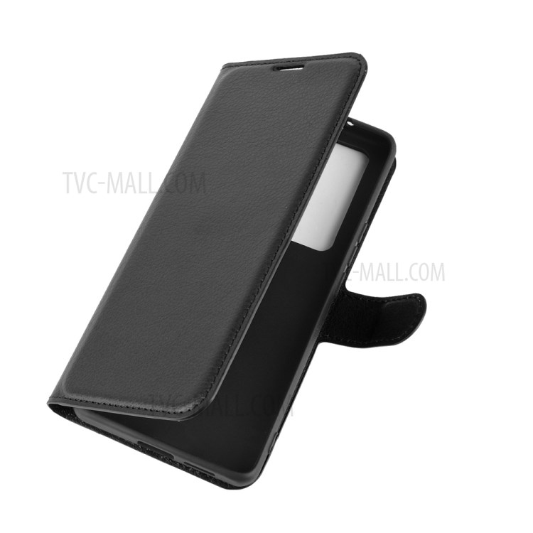 Litchi Skin Magnetic Leather Cover for vivo X50 Pro+ - Black-3