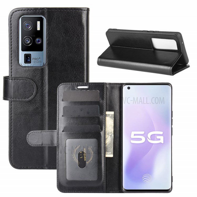 Crazy Horse Wallet Cover Leather Protective Case Accessory for vivo X50 Pro+ - Black-8