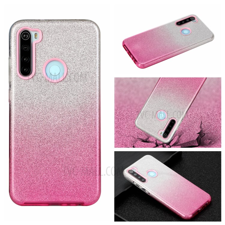 Gradient Color Glittery Powder PC+TPU Hybrid Back Case for OPPO Realme 5 - Pink-5