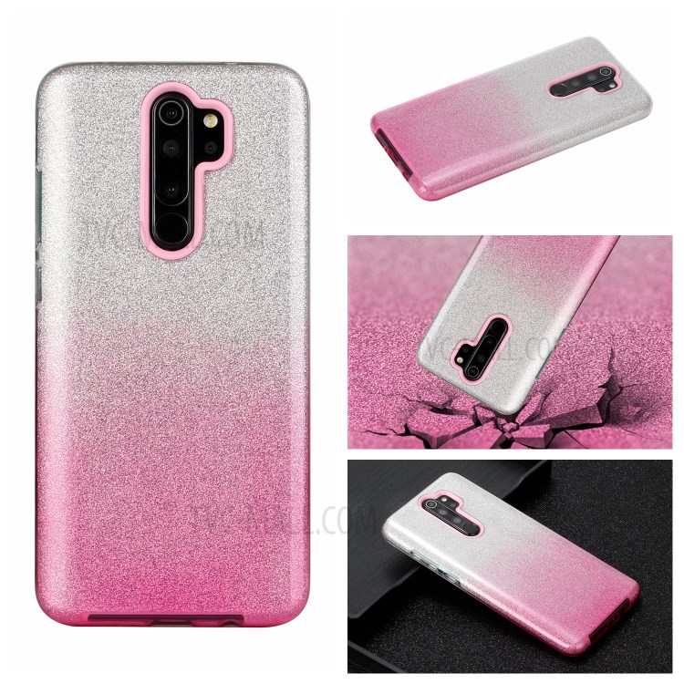 Gradient Color Glittery Powder PC+TPU Hybrid Back Case for OPPO A5 (2020)/A9 (2020)/A11x - Pink-5