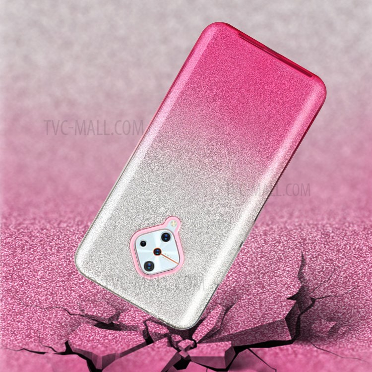 Gradient Color Glittery Powder PC+TPU Hybrid Back Case for Vivo V17/S1 Pro (Global Version) - Pink-3