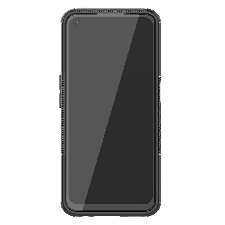 Cool Tyre Protection PC + TPU Hybrid Shell with Kickstand Cover for OPPO A52 - Black-3