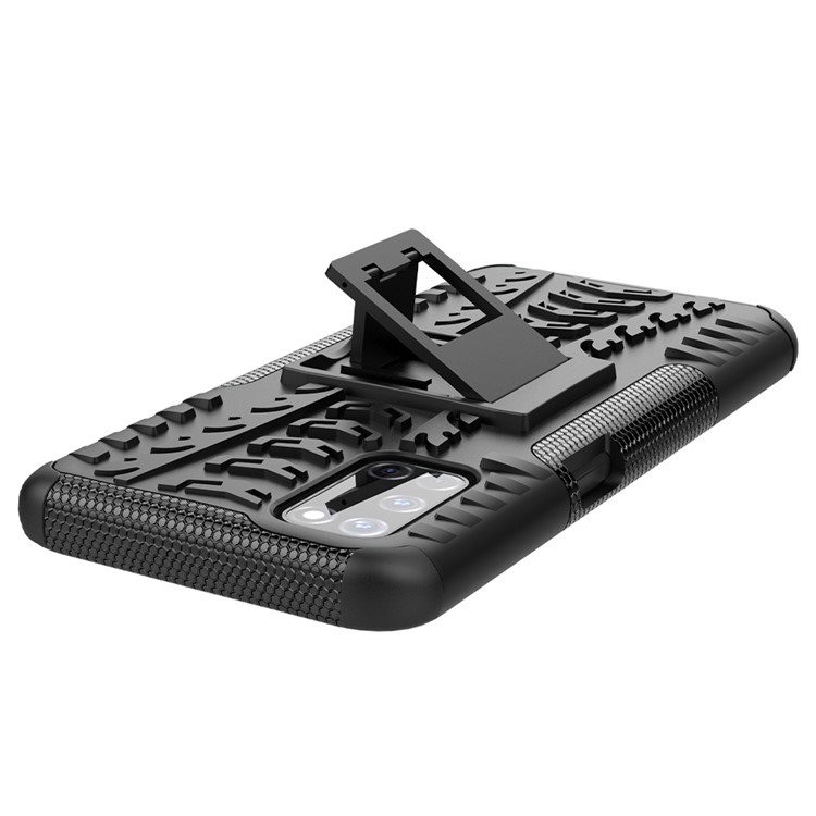 Cool Tyre Protection PC + TPU Hybrid Shell with Kickstand Cover for OPPO A52 - Black-6