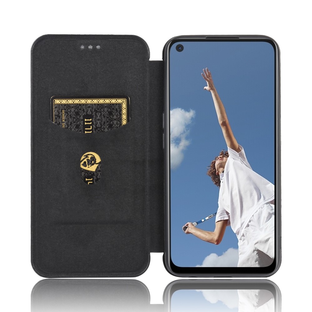 Carbon Fiber Skin Auto-absorbed Leather Cover for Oppo A92/A72/A52 - Black-5
