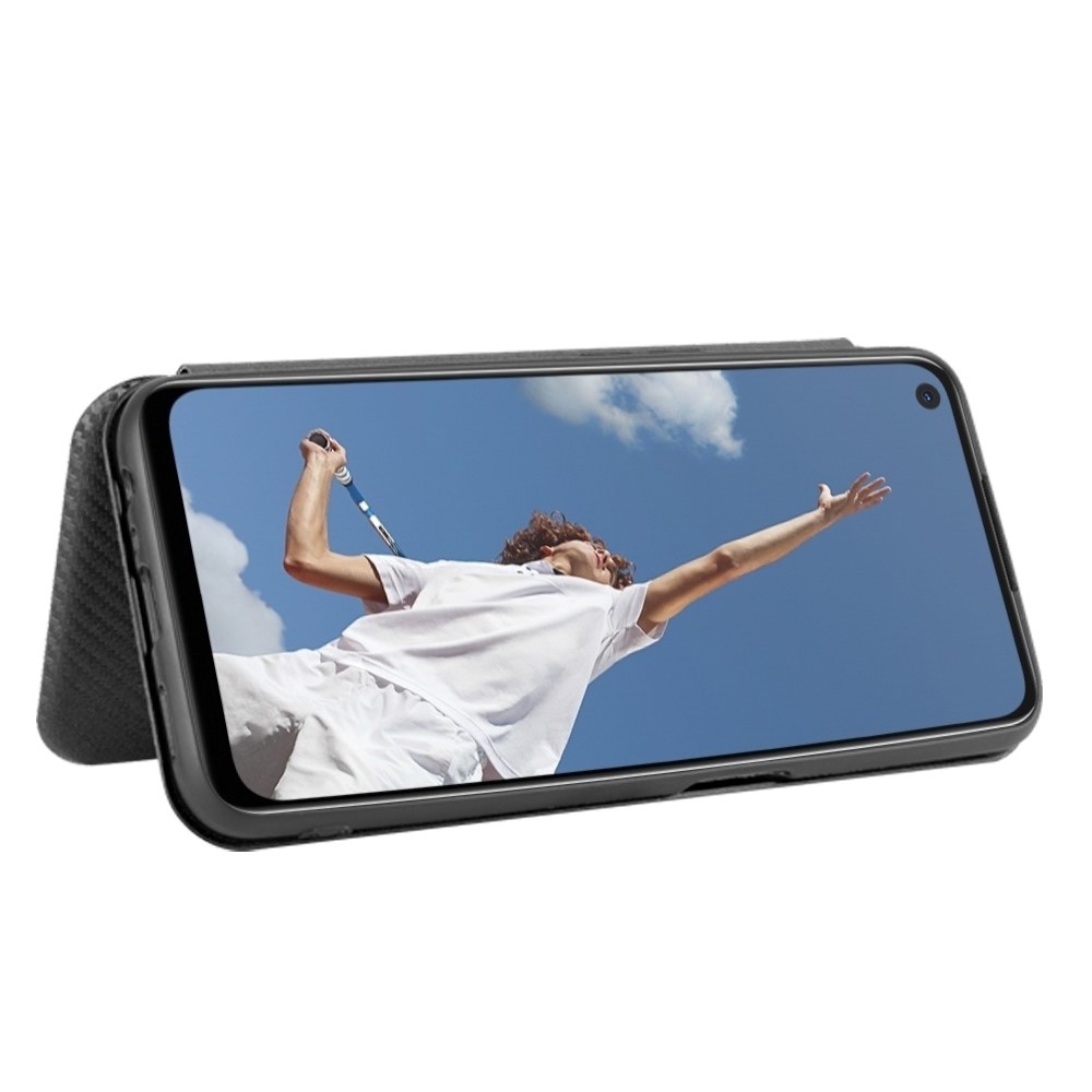 Carbon Fiber Skin Auto-absorbed Leather Cover for Oppo A92/A72/A52 - Black-6