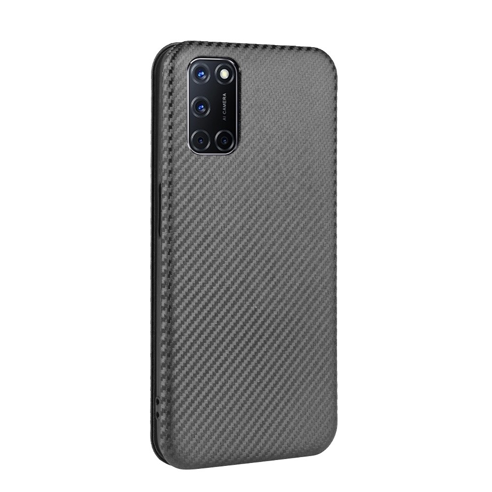 Carbon Fiber Skin Auto-absorbed Leather Cover for Oppo A92/A72/A52 - Black-7