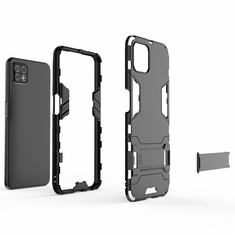 2-in-1 Plastic + TPU Hybrid Case with Kickstand for Oppo A72 5G - Black-4