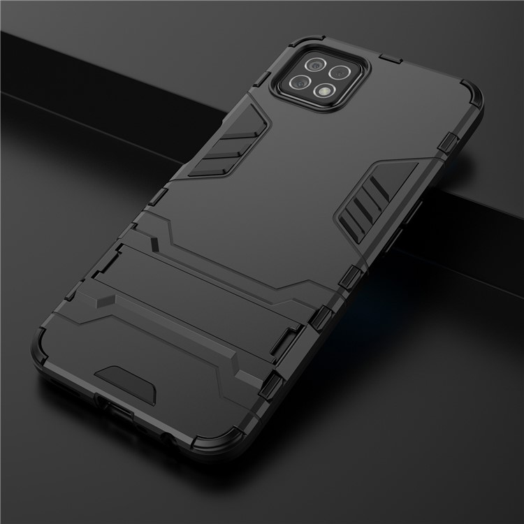 2-in-1 Plastic + TPU Hybrid Case with Kickstand for Oppo A72 5G - Black-8