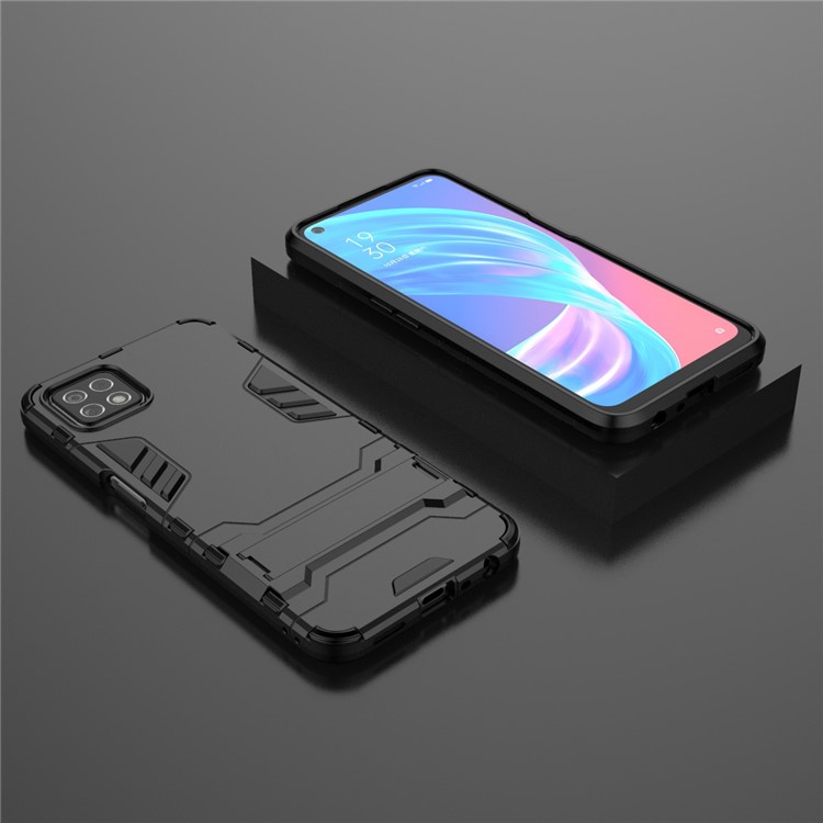 2-in-1 Plastic + TPU Hybrid Case with Kickstand for Oppo A72 5G - Black-9