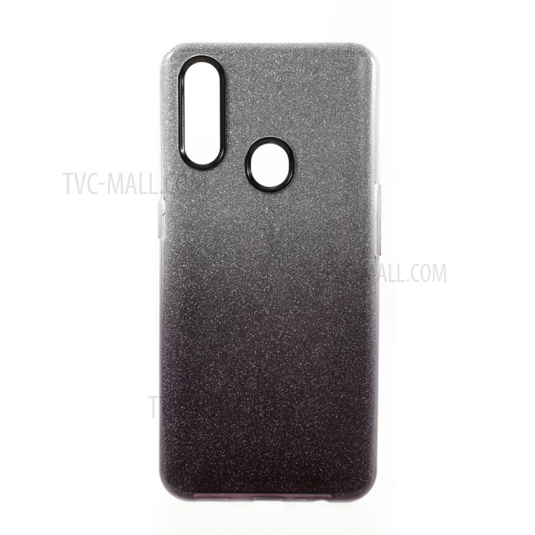 Gradient Color 3 in 1 Glittery Powder Paper+PC+TPU Combo Cover for Oppo A8/A31 (2020) - Black-1