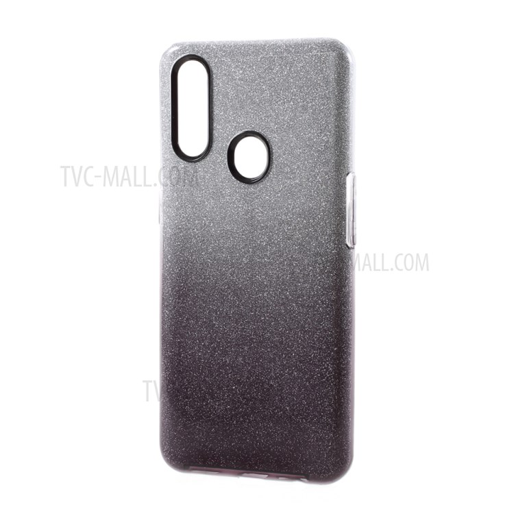 Gradient Color 3 in 1 Glittery Powder Paper+PC+TPU Combo Cover for Oppo A8/A31 (2020) - Black-2