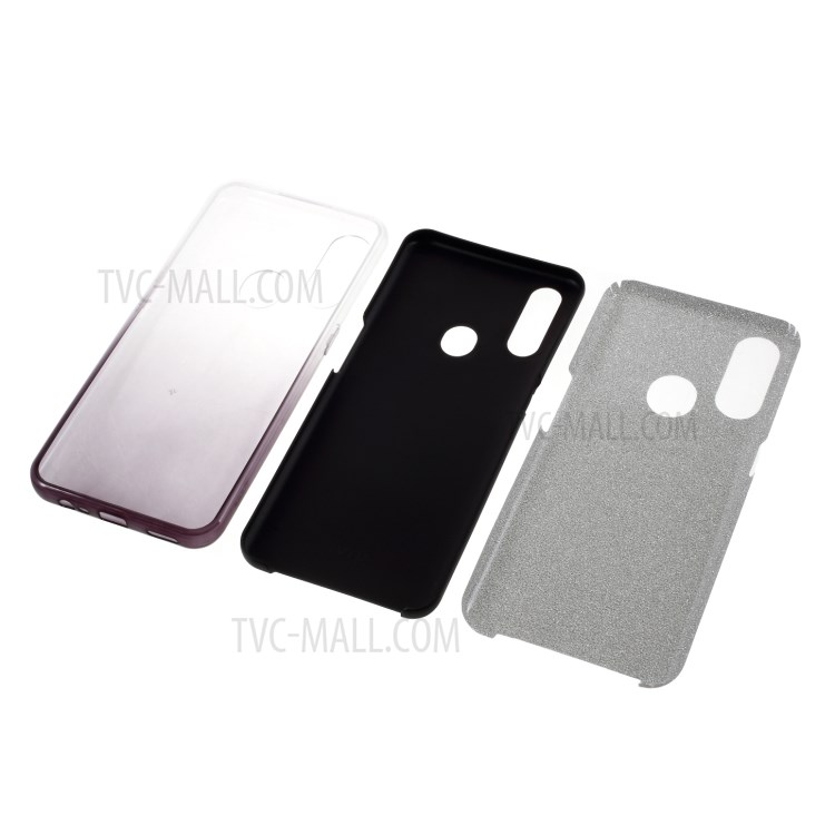Gradient Color 3 in 1 Glittery Powder Paper+PC+TPU Combo Cover for Oppo A8/A31 (2020) - Black-8
