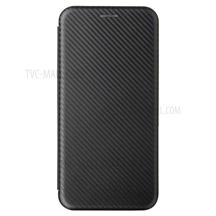 Auto-absorbed Carbon Fiber Texture Leather Case with Stand Cover for Realme C15 - Black-2