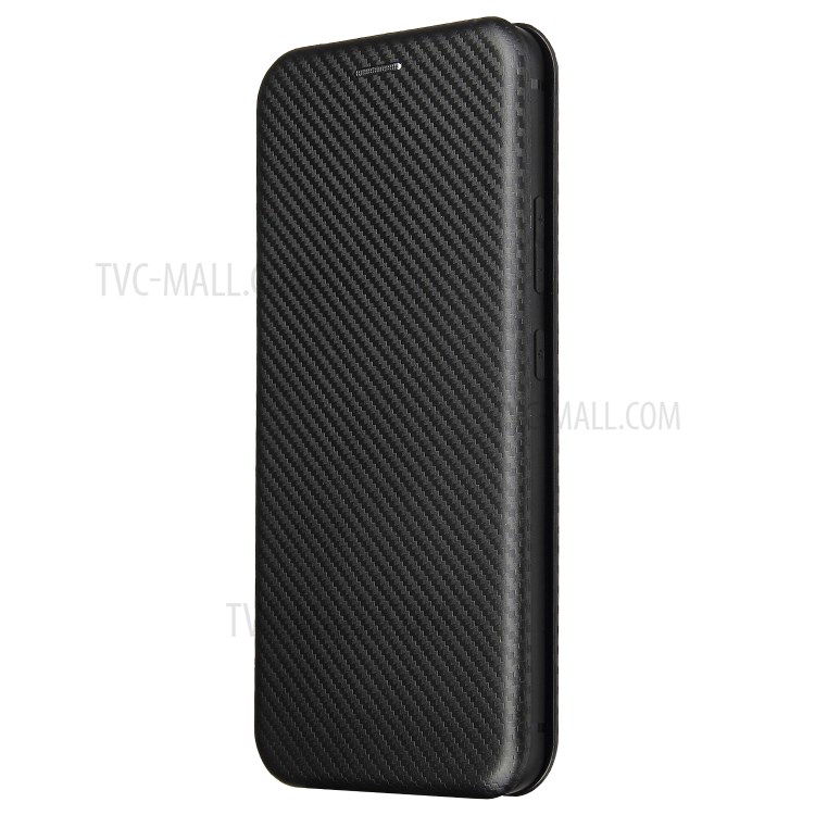 Auto-absorbed Carbon Fiber Texture Leather Case with Stand Cover for Realme C15 - Black-4