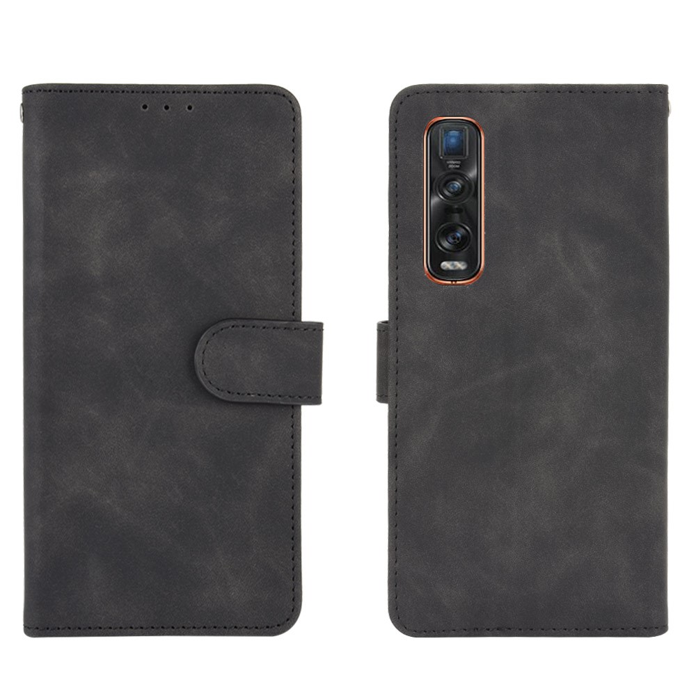 Skin-touch PU Leather Wallet Cell Phone Case for Oppo Find X2 Pro - Black-6