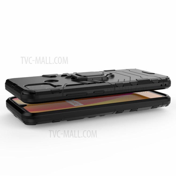 Cool Guard PC + TPU Hybrid Phone Case with Kickstand for Realme C15 - Black-3