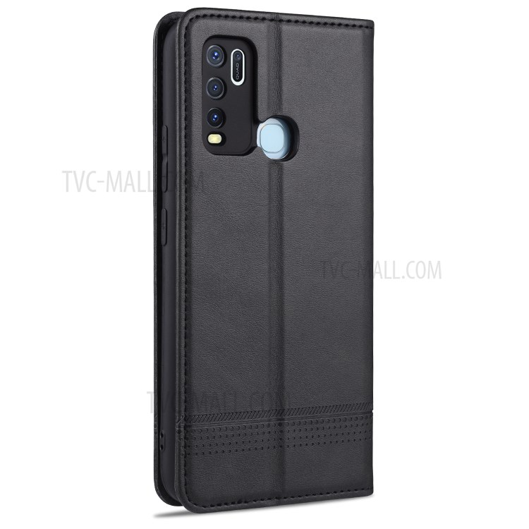 AZNS Magnetic Absorbed Leather Wallet Phone Cover for Vivo Y50/Y30 - Black-3