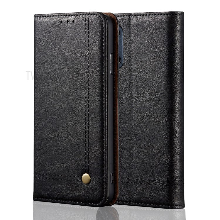 Crazy Horse Texture Retro Auto-absorbed Leather Phone Cover for OPPO A92s - Black-1