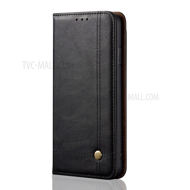 Crazy Horse Texture Retro Auto-absorbed Leather Phone Cover for OPPO A92s - Black-2