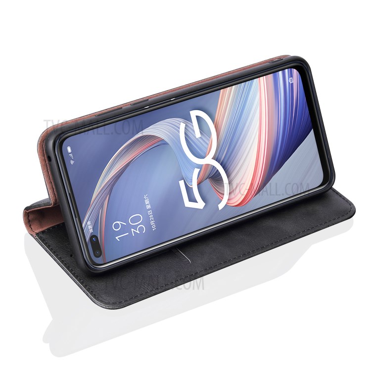 Crazy Horse Texture Retro Auto-absorbed Leather Phone Cover for OPPO A92s - Black-6