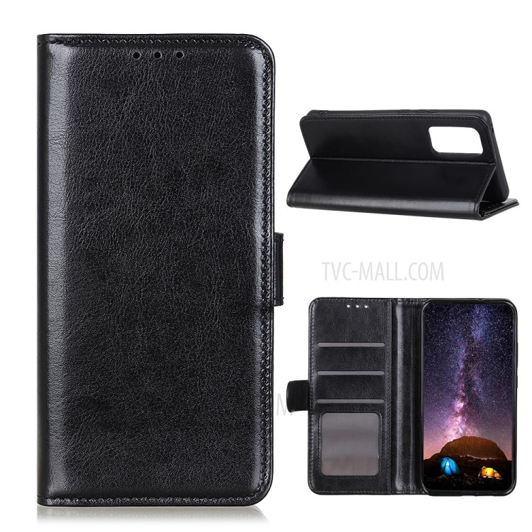 Crazy Horse Skin Leather with Wallet Shell for Oppo Reno4 Pro 4G - Black-1