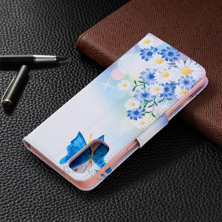 Pattern Printing Leather Wallet Protective Case for Oppo Reno4 5G - Butterfly and Flowers-5