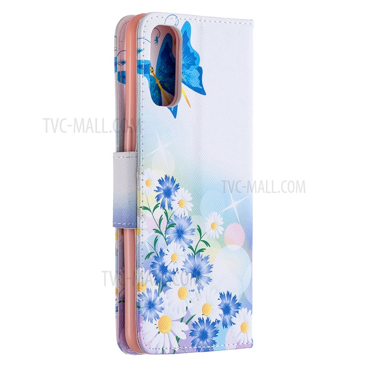 Pattern Printing Leather Wallet Protective Case for Oppo Reno4 5G - Butterfly and Flowers-7