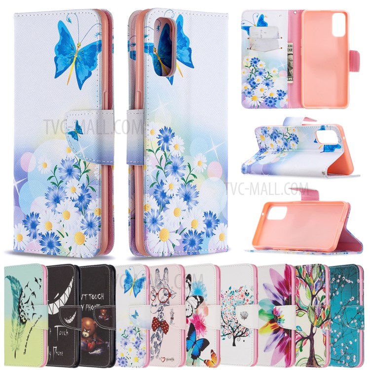 Pattern Printing Leather Wallet Protective Case for Oppo Reno4 5G - Butterfly and Flowers-9