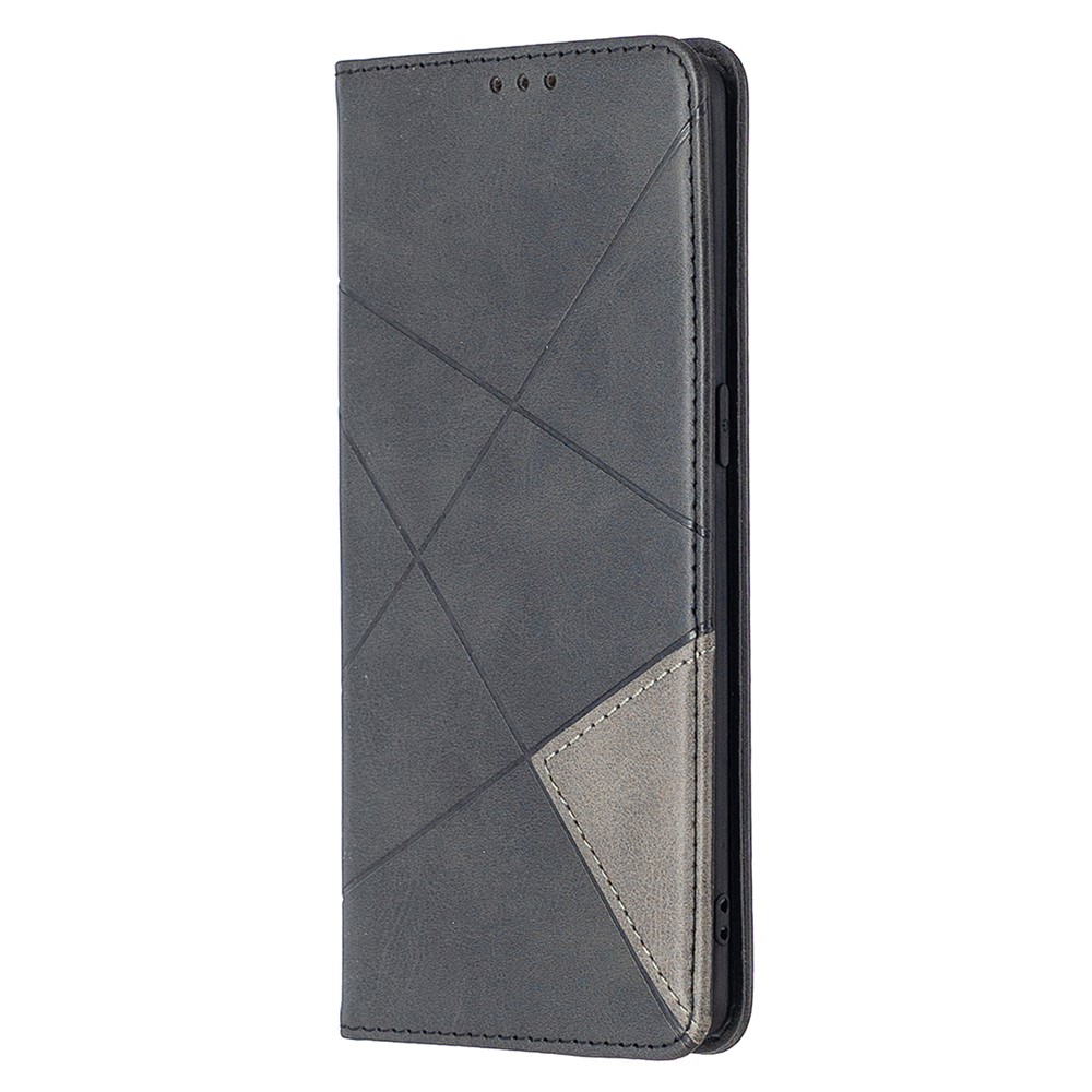 Geometric Pattern Leather Stand Case Card Holder Shell for OPPO Find X2 Neo - Black-2