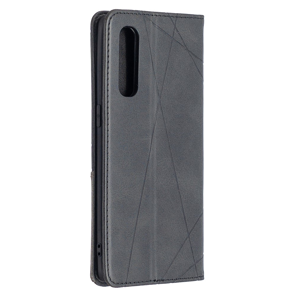 Geometric Pattern Leather Stand Case Card Holder Shell for OPPO Find X2 Neo - Black-3