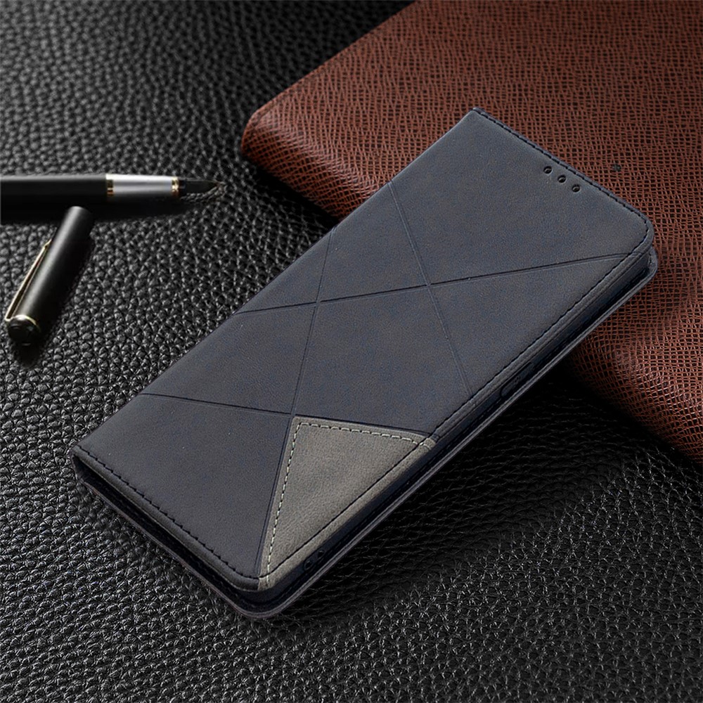 Geometric Pattern Leather Stand Case Card Holder Shell for OPPO Find X2 Neo - Black-8