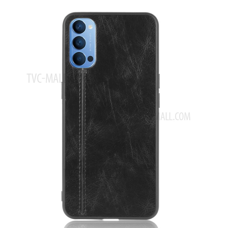 PU Leather Coated PC + TPU Mobile Phone Shell for Oppo Reno4 4G - Black-3