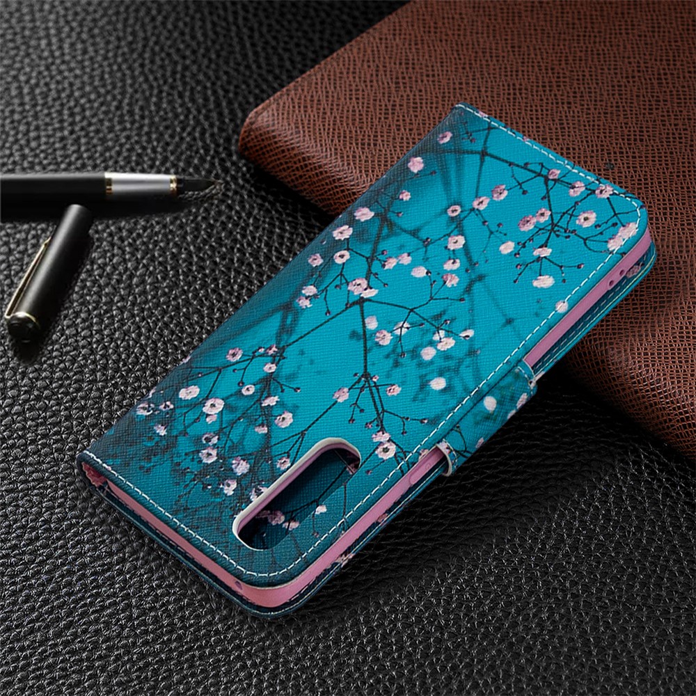 Pattern Printing Skin Magnetic Leather with Wallet Case for Oppo Find X2 Neo - Tree with Flowers-5