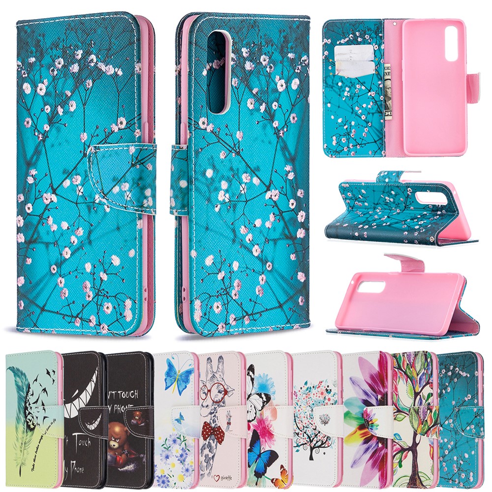 Pattern Printing Skin Magnetic Leather with Wallet Case for Oppo Find X2 Neo - Tree with Flowers-9