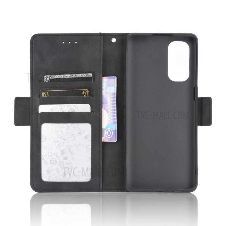 Multiple Card Slots Wallet Case Stand Leather Shell for Oppo Reno4 4G - Black-5